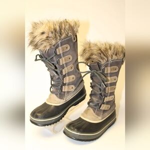 Sorel Joan Of Artic Womens 7 Tall Suede Lace Up Snow Winter Boots NL1540 051